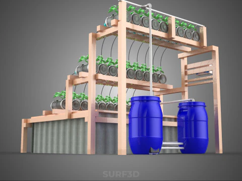IOT CONTROL HYDROPONIC PLANT PLASTIC WATER BOTTLE CONTAINER POND 3D Model
