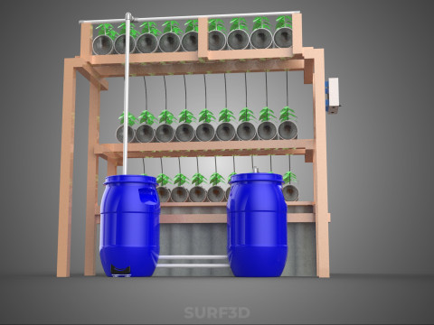 IOT CONTROL HYDROPONIC PLANT PLASTIC WATER BOTTLE CONTAINER POND 3D Модель