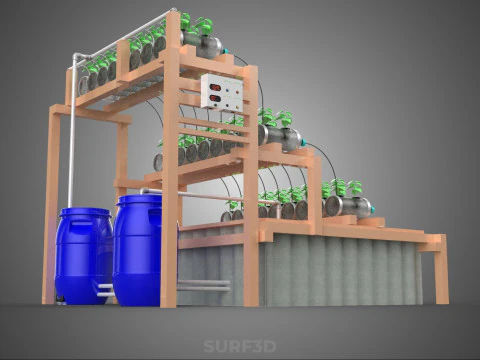 IOT CONTROL HYDROPONIC PLANT PLASTIC WATER BOTTLE CONTAINER POND 3D Model