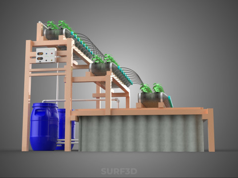 IOT CONTROL HYDROPONIC PLANT PLASTIC WATER BOTTLE CONTAINER POND 3D Модель