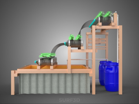 IOT CONTROL HYDROPONIC PLANT PLASTIC WATER BOTTLE CONTAINER POND 3D Модель