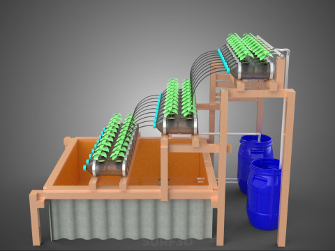 IOT CONTROL HYDROPONIC PLANT PLASTIC WATER BOTTLE CONTAINER POND 3D Модель