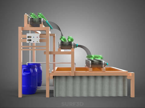 IOT CONTROL HYDROPONIC PLANT PLASTIC WATER BOTTLE CONTAINER POND 3D Модель
