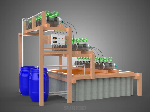 IOT CONTROL HYDROPONIC PLANT PLASTIC WATER BOTTLE CONTAINER POND 3D Model