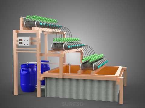 IOT CONTROL HYDROPONIC PLANT PLASTIC WATER BOTTLE CONTAINER POND 3D Модель