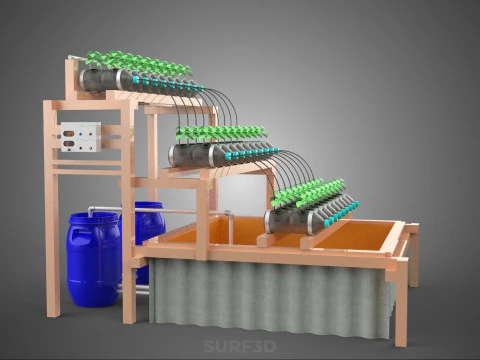 IOT CONTROL HYDROPONIC PLANT PLASTIC WATER BOTTLE CONTAINER POND 3D Model