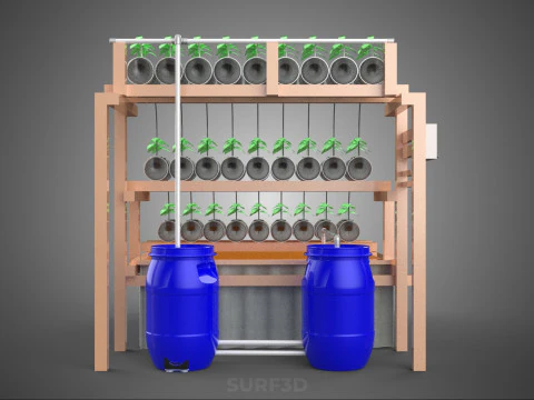 IOT CONTROL HYDROPONIC PLANT PLASTIC WATER BOTTLE CONTAINER POND 3D Model