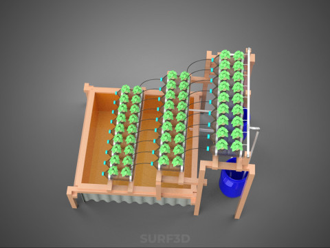 IOT CONTROL HYDROPONIC PLANT PLASTIC WATER BOTTLE CONTAINER POND 3D Модель