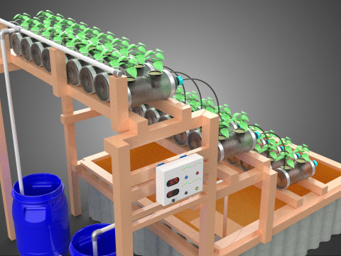 IOT CONTROL HYDROPONIC PLANT PLASTIC WATER BOTTLE CONTAINER POND 3D Модель