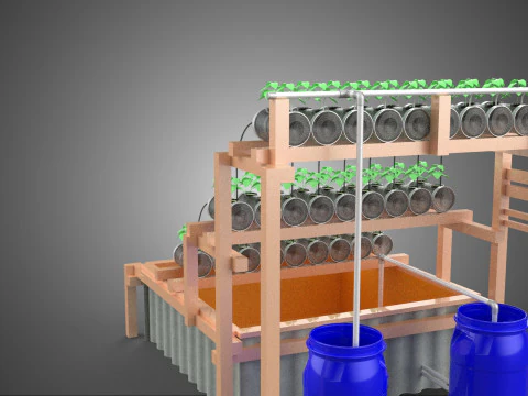 IOT CONTROL HYDROPONIC PLANT PLASTIC WATER BOTTLE CONTAINER POND 3D Model