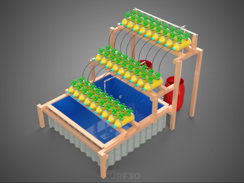 БОЧКА ДЛЯ ПЛАСТИКОВОЙ ВОДЫ, МИНЕРАЛЬНЫЕ БУТЫЛКИ, ГИДРОПОНИЧЕСКИЙ БЕСЗЕМНЕННЫЙ ГОРШЕЧНЫЙ ЗАВОД 3D Модель