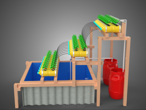 БОЧКА ДЛЯ ПЛАСТИКОВОЙ ВОДЫ, МИНЕРАЛЬНЫЕ БУТЫЛКИ, ГИДРОПОНИЧЕСКИЙ БЕСЗЕМНЕННЫЙ ГОРШЕЧНЫЙ ЗАВОД 3D Модель