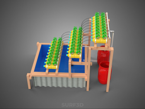БОЧКА ДЛЯ ПЛАСТИКОВОЙ ВОДЫ, МИНЕРАЛЬНЫЕ БУТЫЛКИ, ГИДРОПОНИЧЕСКИЙ БЕСЗЕМНЕННЫЙ ГОРШЕЧНЫЙ ЗАВОД 3D Модель
