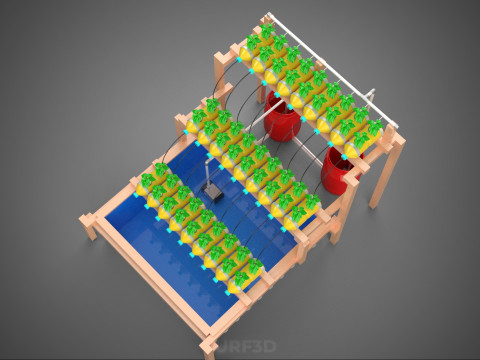 БОЧКА ДЛЯ ПЛАСТИКОВОЙ ВОДЫ, МИНЕРАЛЬНЫЕ БУТЫЛКИ, ГИДРОПОНИЧЕСКИЙ БЕСЗЕМНЕННЫЙ ГОРШЕЧНЫЙ ЗАВОД 3D Модель