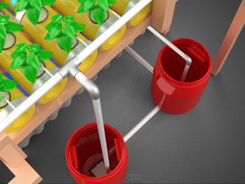 БОЧКА ДЛЯ ПЛАСТИКОВОЙ ВОДЫ, МИНЕРАЛЬНЫЕ БУТЫЛКИ, ГИДРОПОНИЧЕСКИЙ БЕСЗЕМНЕННЫЙ ГОРШЕЧНЫЙ ЗАВОД 3D Модель