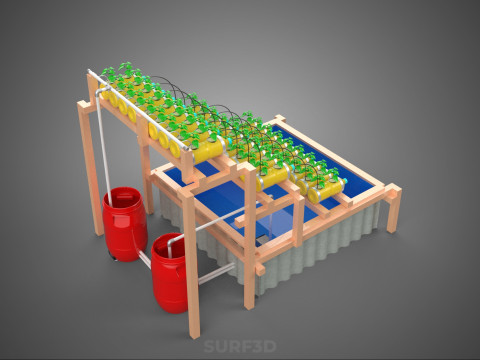БОЧКА ДЛЯ ПЛАСТИКОВОЙ ВОДЫ, МИНЕРАЛЬНЫЕ БУТЫЛКИ, ГИДРОПОНИЧЕСКИЙ БЕСЗЕМНЕННЫЙ ГОРШЕЧНЫЙ ЗАВОД 3D Модель