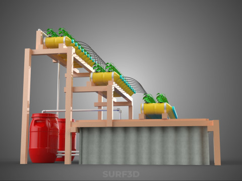 БОЧКА ДЛЯ ПЛАСТИКОВОЙ ВОДЫ, МИНЕРАЛЬНЫЕ БУТЫЛКИ, ГИДРОПОНИЧЕСКИЙ БЕСЗЕМНЕННЫЙ ГОРШЕЧНЫЙ ЗАВОД 3D Модель