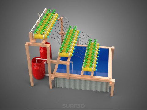 БОЧКА ДЛЯ ПЛАСТИКОВОЙ ВОДЫ, МИНЕРАЛЬНЫЕ БУТЫЛКИ, ГИДРОПОНИЧЕСКИЙ БЕСЗЕМНЕННЫЙ ГОРШЕЧНЫЙ ЗАВОД 3D Модель