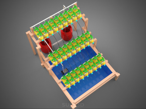 БОЧКА ДЛЯ ПЛАСТИКОВОЙ ВОДЫ, МИНЕРАЛЬНЫЕ БУТЫЛКИ, ГИДРОПОНИЧЕСКИЙ БЕСЗЕМНЕННЫЙ ГОРШЕЧНЫЙ ЗАВОД 3D Модель