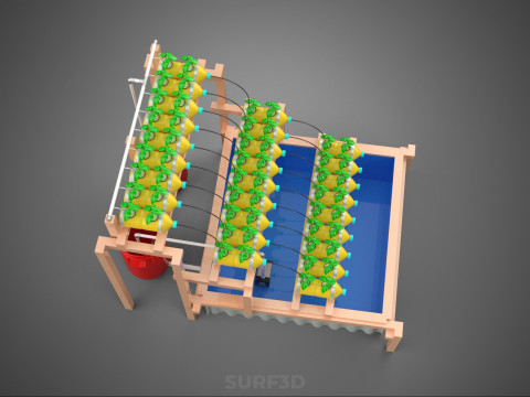 БОЧКА ДЛЯ ПЛАСТИКОВОЙ ВОДЫ, МИНЕРАЛЬНЫЕ БУТЫЛКИ, ГИДРОПОНИЧЕСКИЙ БЕСЗЕМНЕННЫЙ ГОРШЕЧНЫЙ ЗАВОД 3D Модель