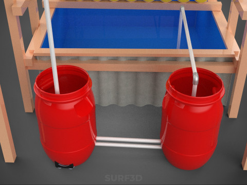 БОЧКА ДЛЯ ПЛАСТИКОВОЙ ВОДЫ, МИНЕРАЛЬНЫЕ БУТЫЛКИ, ГИДРОПОНИЧЕСКИЙ БЕСЗЕМНЕННЫЙ ГОРШЕЧНЫЙ ЗАВОД 3D Модель