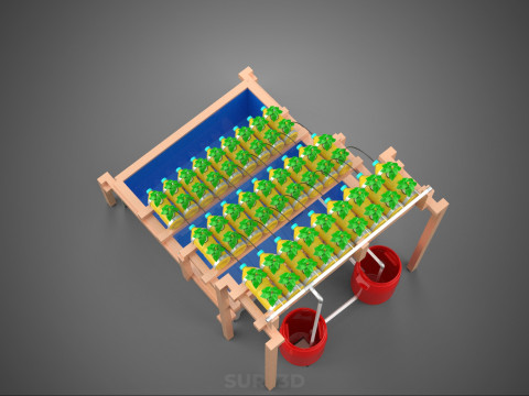 БОЧКА ДЛЯ ПЛАСТИКОВОЙ ВОДЫ, МИНЕРАЛЬНЫЕ БУТЫЛКИ, ГИДРОПОНИЧЕСКИЙ БЕСЗЕМНЕННЫЙ ГОРШЕЧНЫЙ ЗАВОД 3D Модель