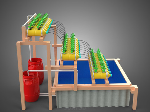 БОЧКА ДЛЯ ПЛАСТИКОВОЙ ВОДЫ, МИНЕРАЛЬНЫЕ БУТЫЛКИ, ГИДРОПОНИЧЕСКИЙ БЕСЗЕМНЕННЫЙ ГОРШЕЧНЫЙ ЗАВОД 3D Модель