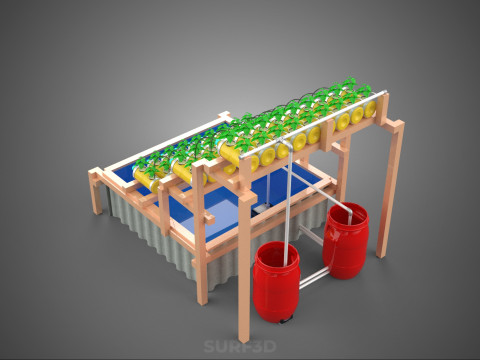 БОЧКА ДЛЯ ПЛАСТИКОВОЙ ВОДЫ, МИНЕРАЛЬНЫЕ БУТЫЛКИ, ГИДРОПОНИЧЕСКИЙ БЕСЗЕМНЕННЫЙ ГОРШЕЧНЫЙ ЗАВОД 3D Модель