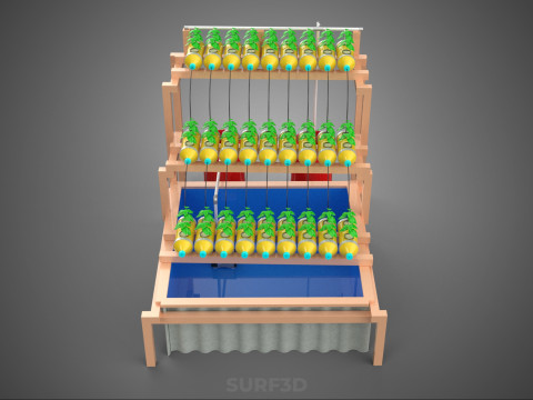 БОЧКА ДЛЯ ПЛАСТИКОВОЙ ВОДЫ, МИНЕРАЛЬНЫЕ БУТЫЛКИ, ГИДРОПОНИЧЕСКИЙ БЕСЗЕМНЕННЫЙ ГОРШЕЧНЫЙ ЗАВОД 3D Модель