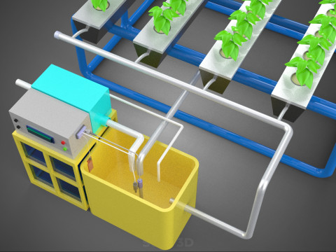 AUTO CONTROL MONITORING NUTRIENT PH NUTRITION HYDROPONIC PLANT 3D 模型