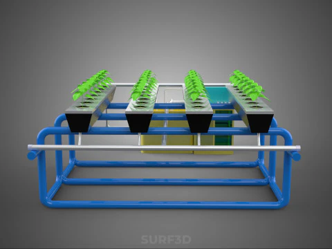 ऑटो नियंत्रण निगरानी पोषक तत्व पीएच पोषण हाइड्रोपोनिक संयंत्र 3D मॉडल