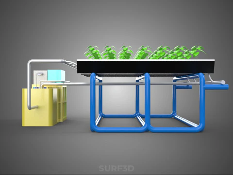 ऑटो नियंत्रण निगरानी पोषक तत्व पीएच पोषण हाइड्रोपोनिक संयंत्र 3D मॉडल