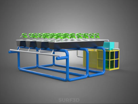 ऑटो नियंत्रण निगरानी पोषक तत्व पीएच पोषण हाइड्रोपोनिक संयंत्र 3D मॉडल