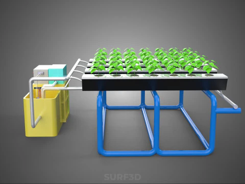 ऑटो नियंत्रण निगरानी पोषक तत्व पीएच पोषण हाइड्रोपोनिक संयंत्र 3D मॉडल