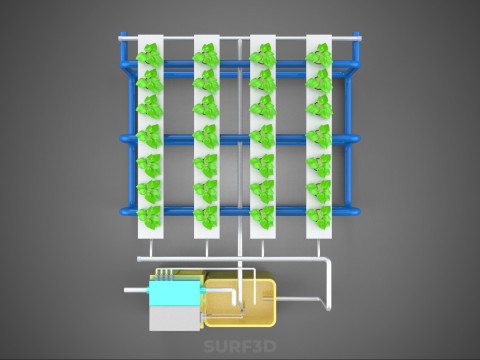 AUTO CONTROL MONITORING NUTRIENT PH NUTRITION HYDROPONIC PLANT 3D 模型