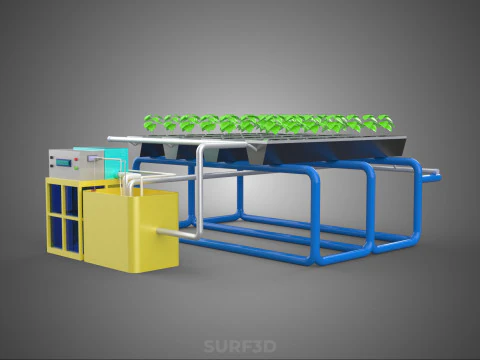 ऑटो नियंत्रण निगरानी पोषक तत्व पीएच पोषण हाइड्रोपोनिक संयंत्र 3D मॉडल