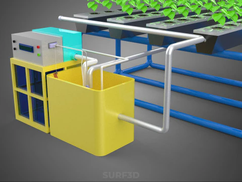 ऑटो नियंत्रण निगरानी पोषक तत्व पीएच पोषण हाइड्रोपोनिक संयंत्र 3D मॉडल