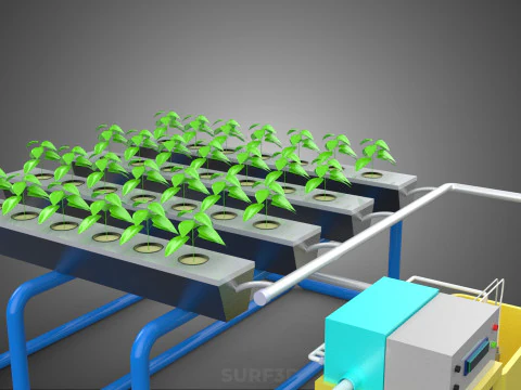ऑटो नियंत्रण निगरानी पोषक तत्व पीएच पोषण हाइड्रोपोनिक संयंत्र 3D मॉडल