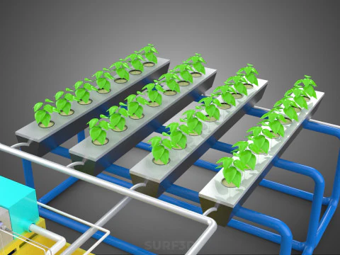 ऑटो नियंत्रण निगरानी पोषक तत्व पीएच पोषण हाइड्रोपोनिक संयंत्र 3D मॉडल