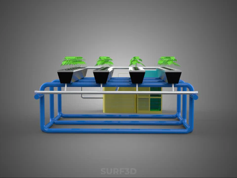 ऑटो नियंत्रण निगरानी पोषक तत्व पीएच पोषण हाइड्रोपोनिक संयंत्र 3D मॉडल
