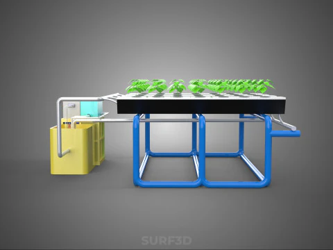 ऑटो नियंत्रण निगरानी पोषक तत्व पीएच पोषण हाइड्रोपोनिक संयंत्र 3D मॉडल