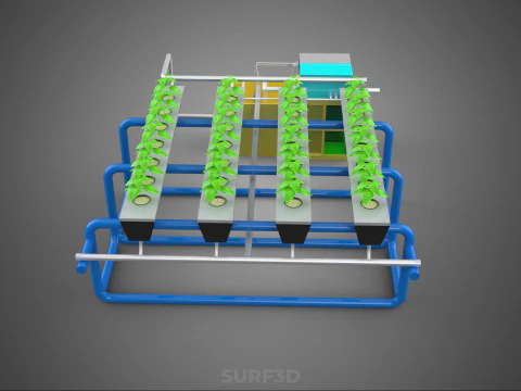 ऑटो नियंत्रण निगरानी पोषक तत्व पीएच पोषण हाइड्रोपोनिक संयंत्र 3D मॉडल
