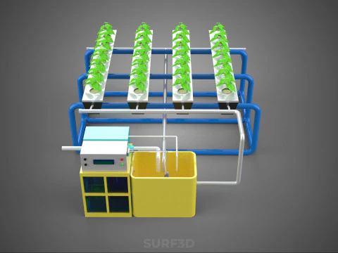 ऑटो नियंत्रण निगरानी पोषक तत्व पीएच पोषण हाइड्रोपोनिक संयंत्र 3D मॉडल