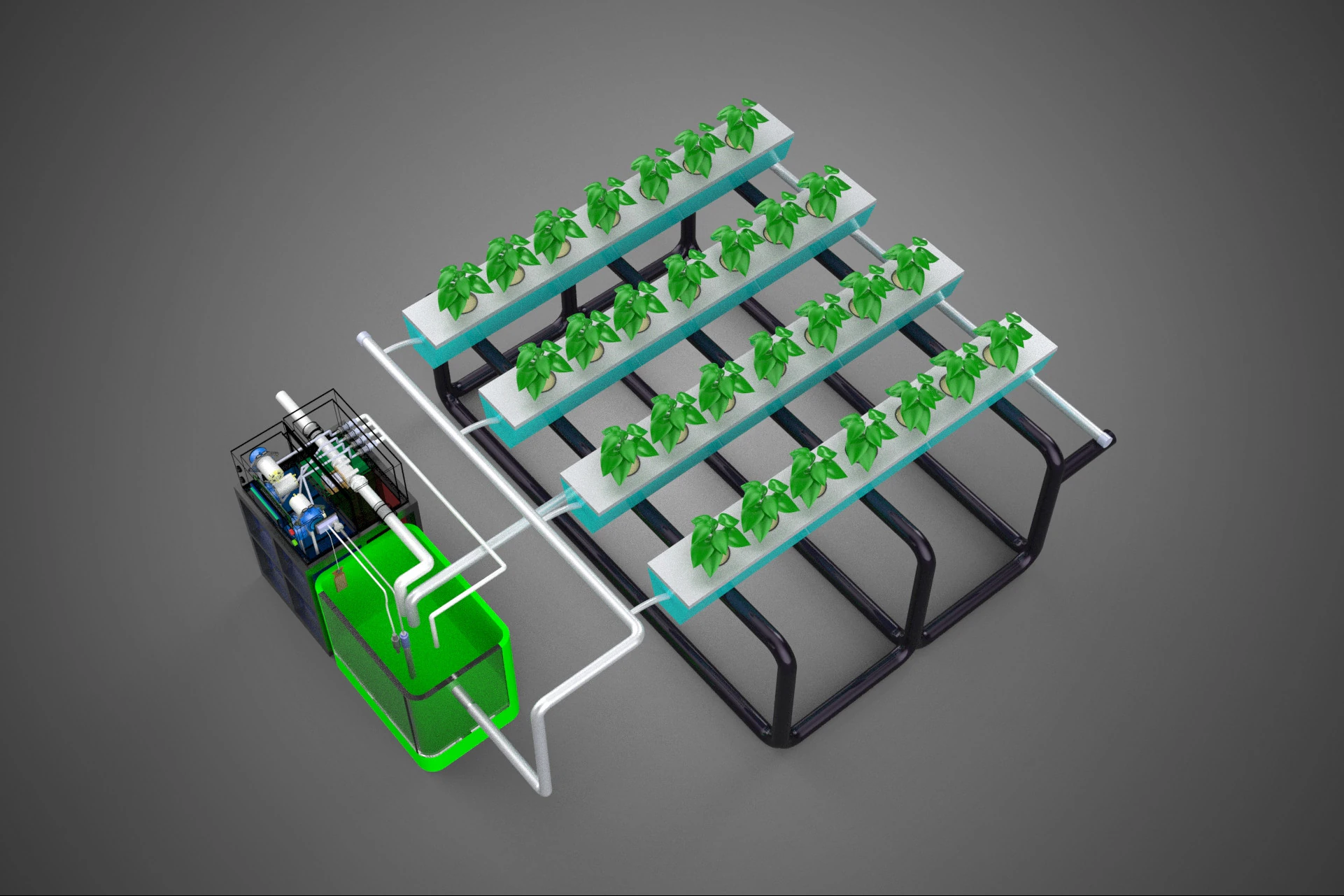 SMART IOT PH NUTRIENT CONTROL MONITOR NFT HYDROPONIC PLANT FARM 3D Model .c4d .max .obj .3ds .fbx .stl .blend 