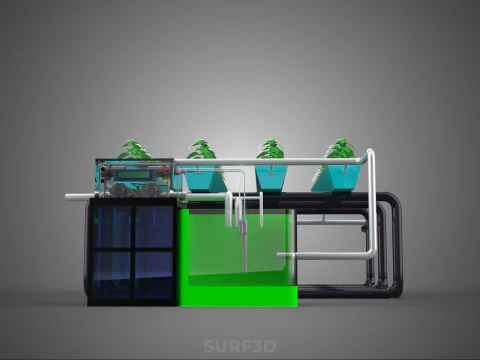 SMART IOT PH NUTRIENT CONTROL MONITOR NFT HYDROPONIC PLANT FARM 3D Model