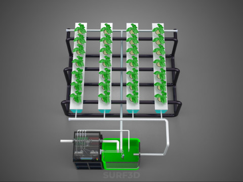 SMART IOT PH NUTRIENT CONTROL MONITOR NFT HYDROPONIC PLANT FARM Model 3D