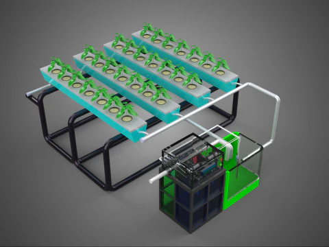 SMART IOT PH NUTRIENT CONTROL MONITOR NFT HYDROPONIC PLANT FARM 3D Model