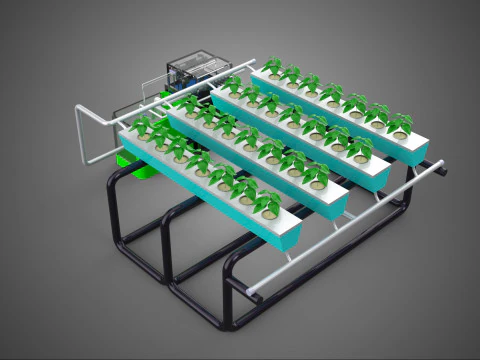 SMART IOT PH NUTRIENT CONTROL MONITOR NFT HYDROPONIC PLANT FARM 3D Model