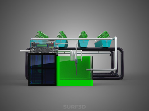 SMART IOT PH NUTRIENT CONTROL MONITOR NFT HYDROPONIC PLANT FARM Model 3D
