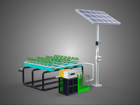 SOLAR PANEL POWER SMART IOT PH NUTRIENT CONTROL HYDROPONIC PLANT Model 3D